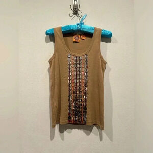 TORY BURCH Tan Sequin Tank Top / Size Small /